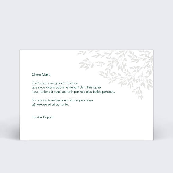 Carte de Condoléances Paisible