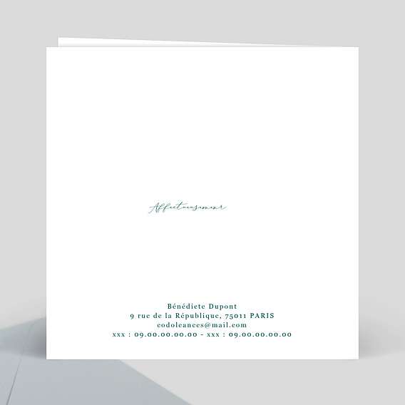 Carte de condoléances Herbarium Verso