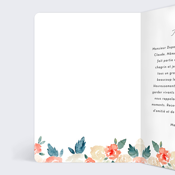 Carte de condoléances Envolée Florale Intérieur Gauche