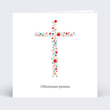 Carte de Condolances Croix Fleurie