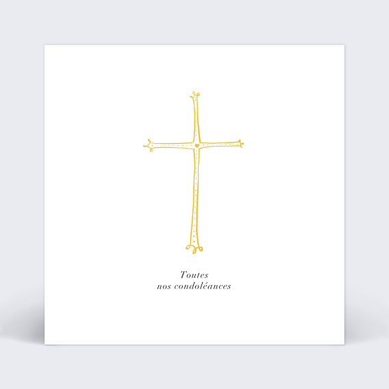 Carte de Condoléances Croix d'Or