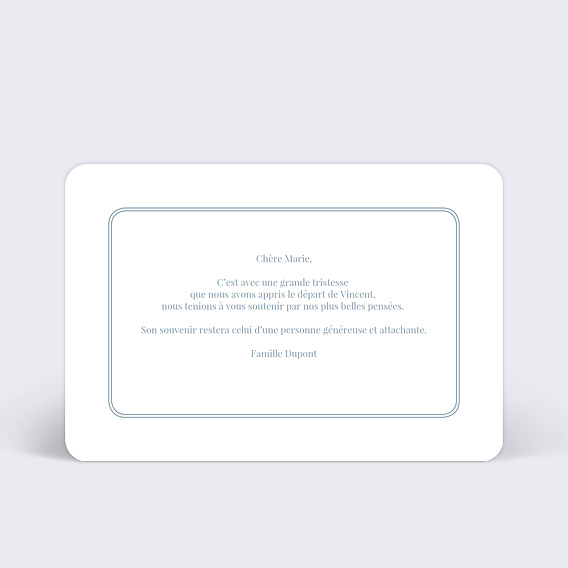 Carte de condoléances Douce Colombe Verso