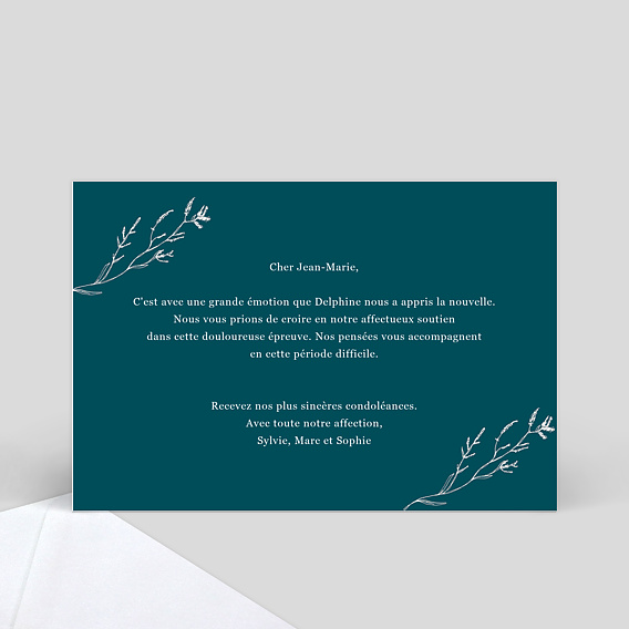 Carte de condoléances Brindilles Verso