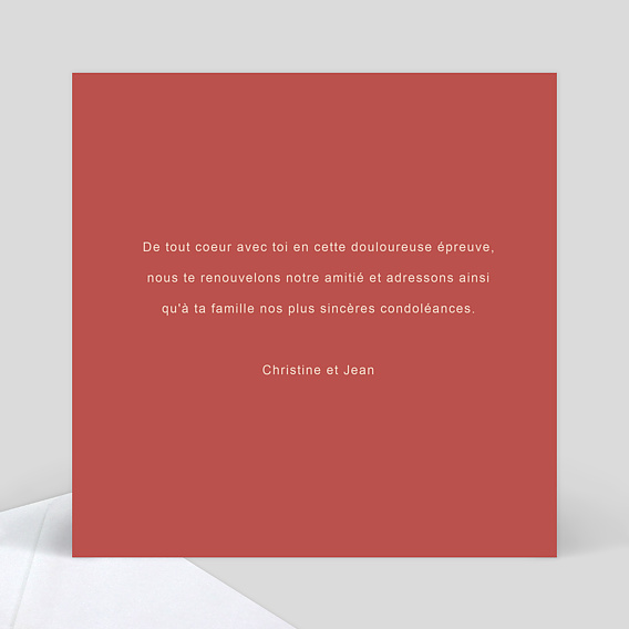 Carte de condoléances Velours Verso