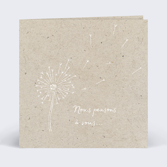 Carte de condoléances Pissenlit Envolée Recto