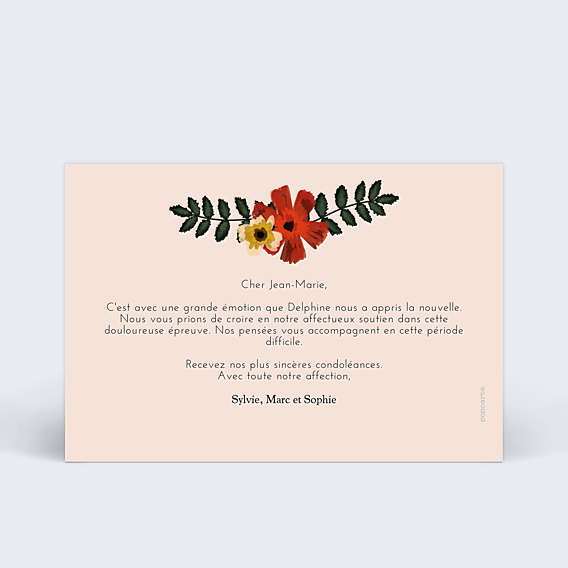 Carte de Condoléances Jolies Anémones