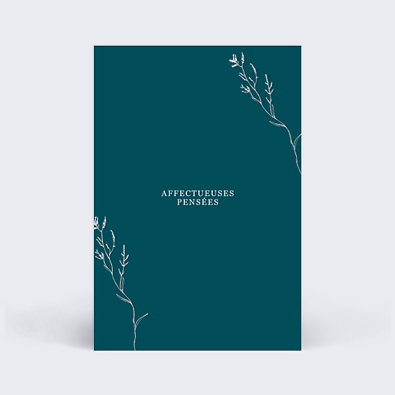 Carte de Condoléances Fleurs Séchées Bleu