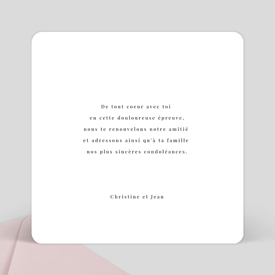 Carte de condoléances Calligraphie Verso