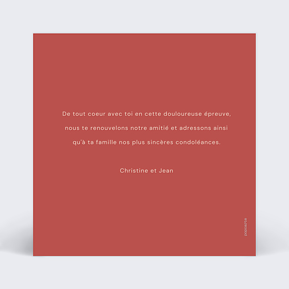 Carte de Condoléances Velours