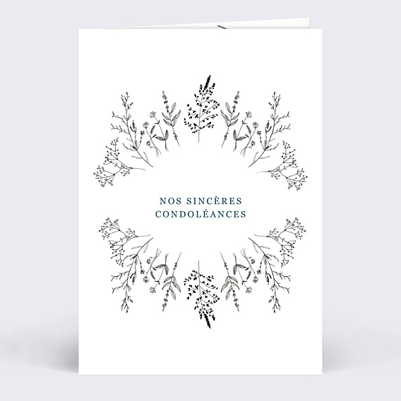 Carte de Condoléances Couronne de Fleurs Séchées