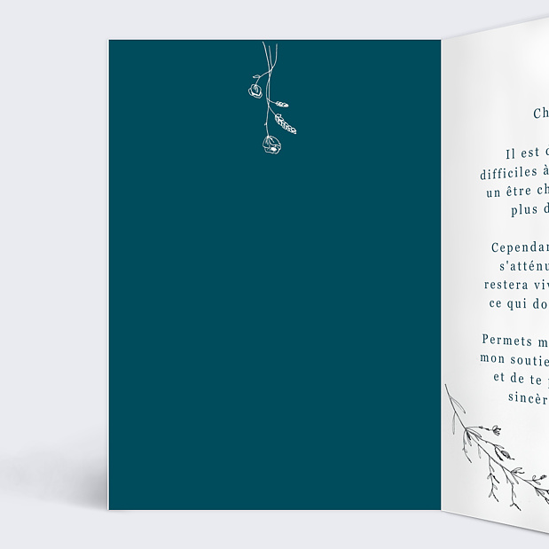 Carte de condoléances Couronne de Fleurs séchées Intérieur Gauche