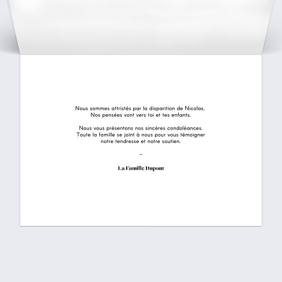 Carte de Condoléances Typographie Moderne