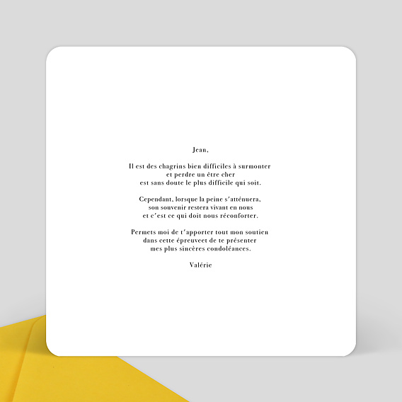 Carte de condoléances Sobre & Jolie Verso