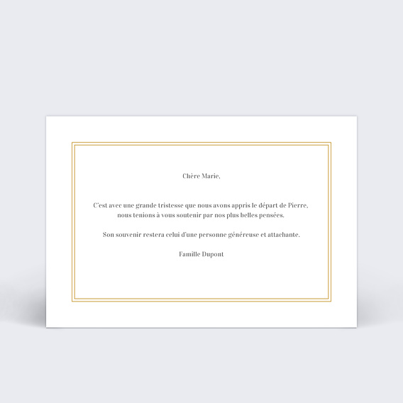 Carte de condoléances Ornements Verso