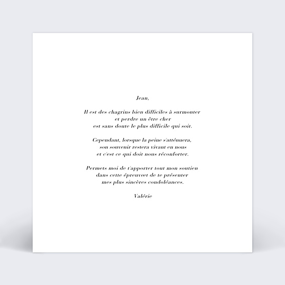 Carte de Condoléances Sobre & Jolie