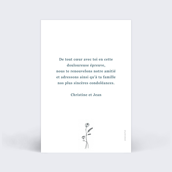 Carte de Condoléances Fleurs Séchées Bleu