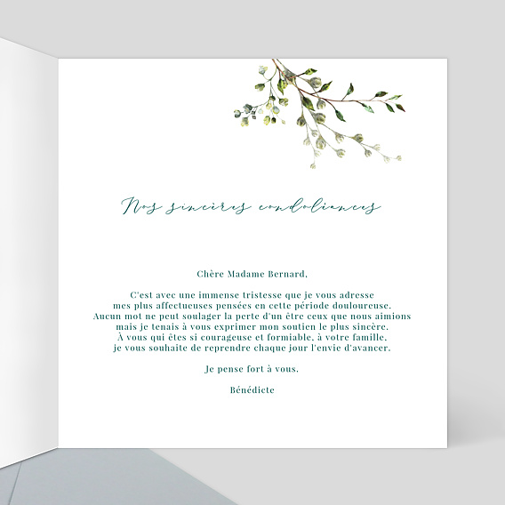 Carte de condoléances Herbarium Intérieur Droit