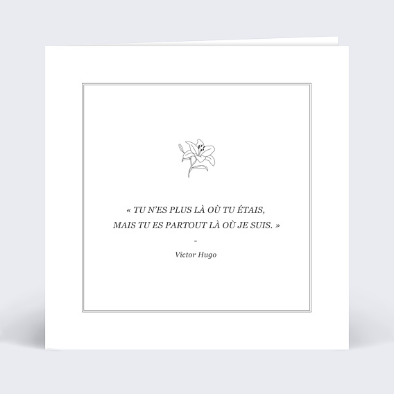 Carte de condoléances Fleur de Lys Recto