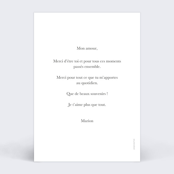 Carte d'amour Photomaton Portrait Verso