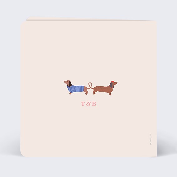 Carte d'amour Duo chiens Verso