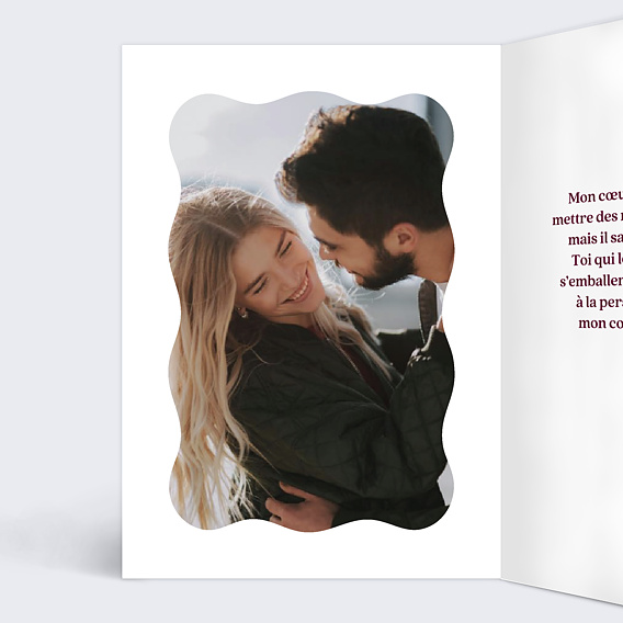 Carte d'amour Cœur dentelé Intérieur Gauche