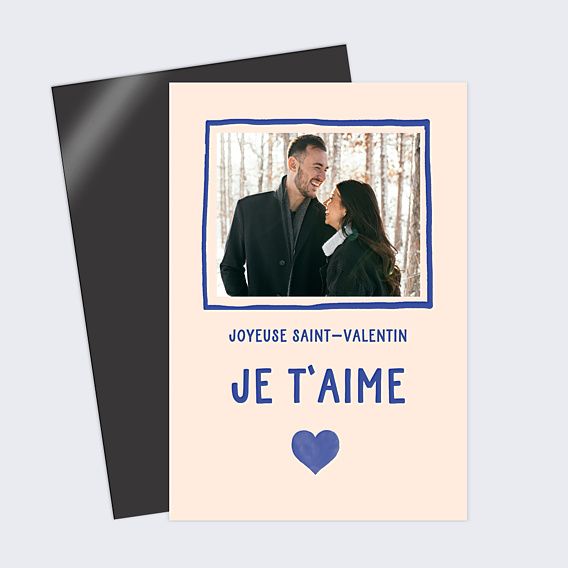 Carte d'Amour Cœur simple photo bleu