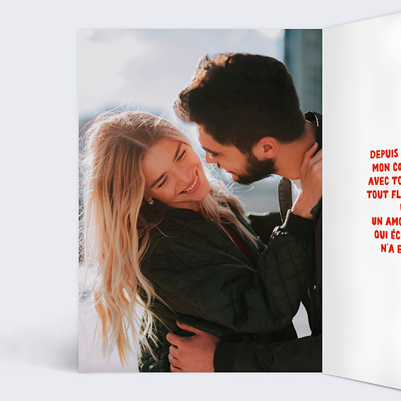 Carte d'amour Tout feu tout flamme Intérieur Gauche