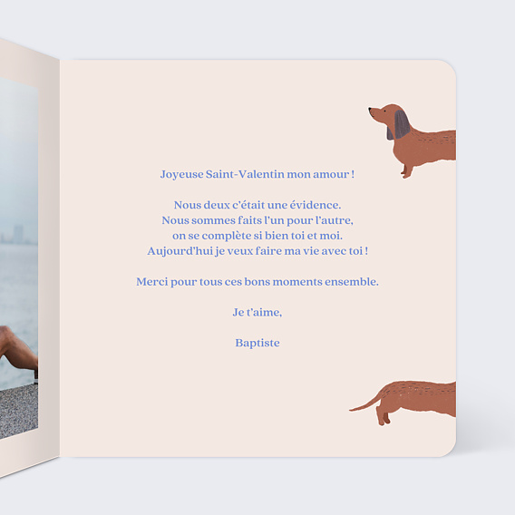 Carte d'amour Duo chiens Intérieur Droit