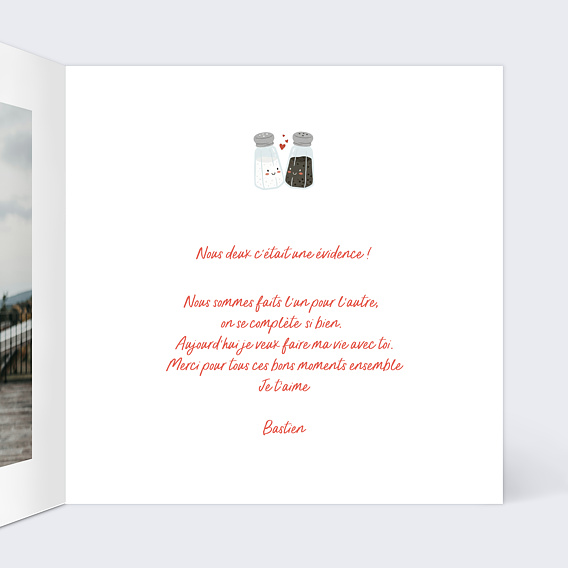 Carte d'amour Sel et poivre Intérieur Droit