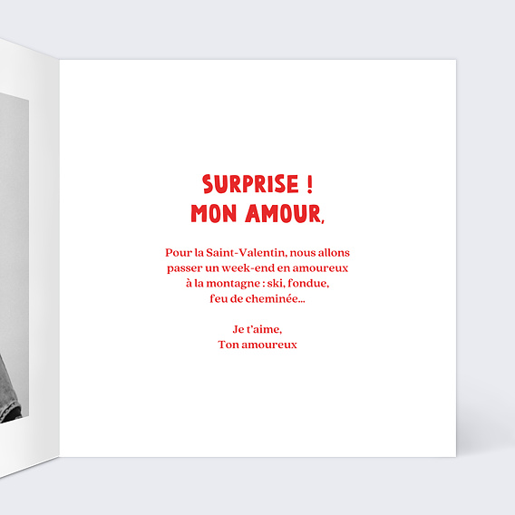 Carte d'amour Typo cœur Intérieur Droit