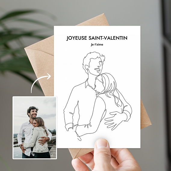Carte d'Amour Couple en line art