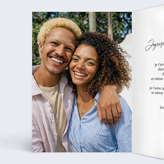 Carte d'amour Couple en aquarelle Intérieur Gauche