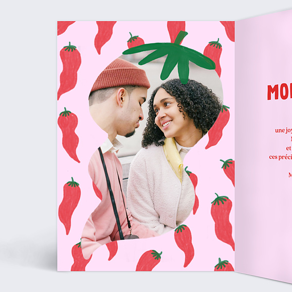 Carte d'amour Motif piments Intérieur Gauche