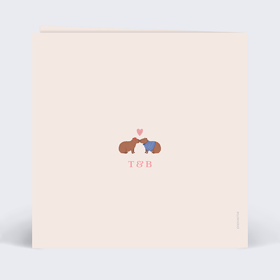 Carte d'amour Duo capybaras Verso