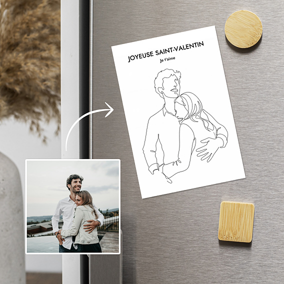 Carte d'amour Couple en line art