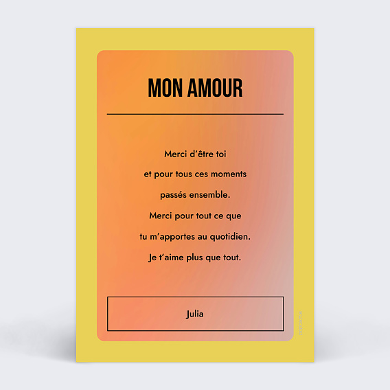 Carte d'amour Amour capturé Verso