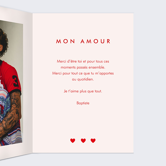 Carte d'amour 1001 Cœurs Intérieur Droit