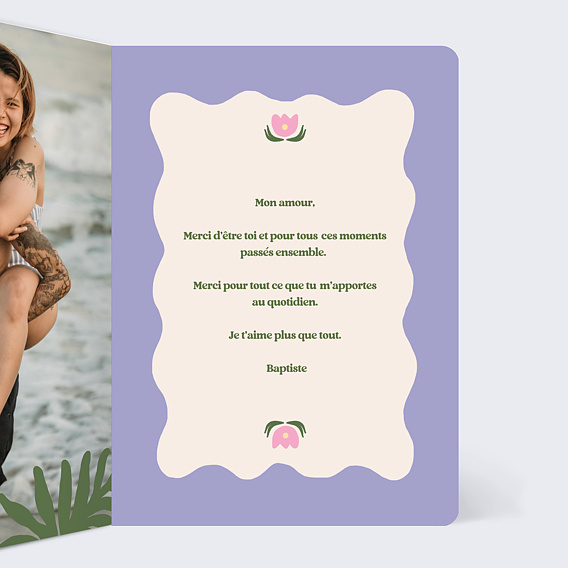 Carte d'amour Fleurs modernes Intérieur Droit