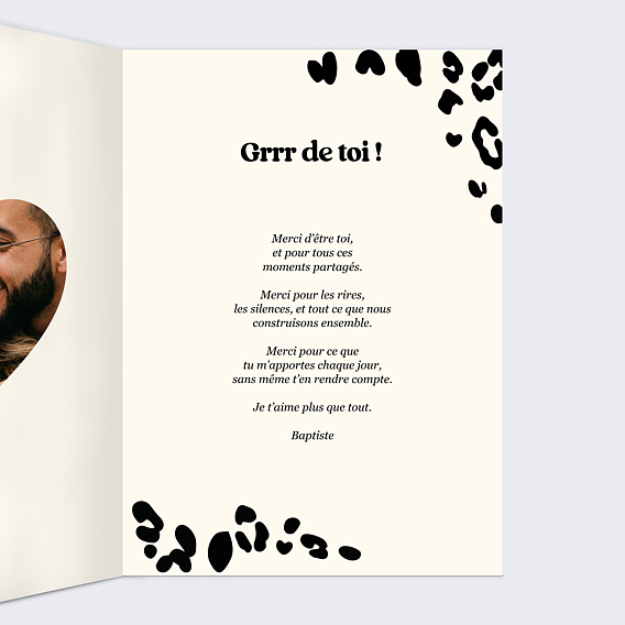 Carte d'amour Léopard Intérieur Droit