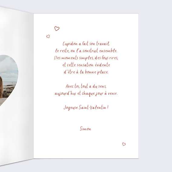 Carte d'amour Cupidon à frappé Intérieur Droit