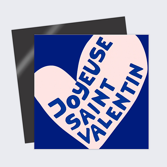 Carte d'Amour Typo cœur bleu