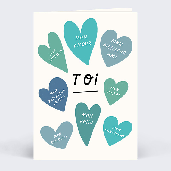 Carte d'Amour Unique bleu