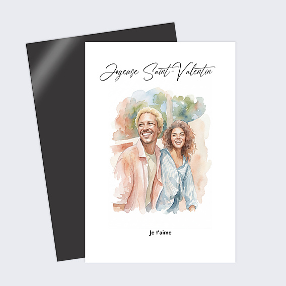 Carte d'Amour Couple en aquarelle