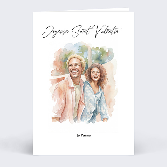 Carte d'Amour Couple en aquarelle