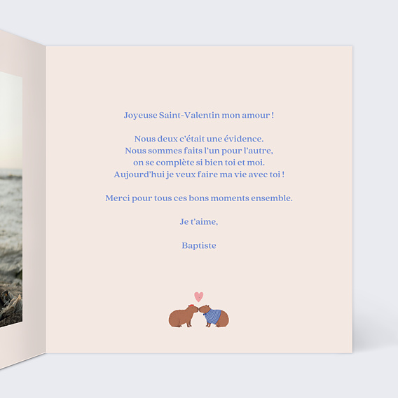 Carte d'amour Duo capybaras Intérieur Droit