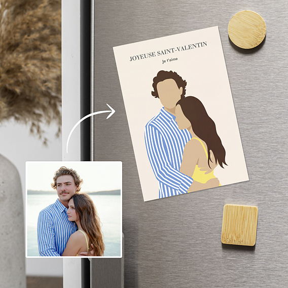 Carte d'amour Couple en illustration minimaliste