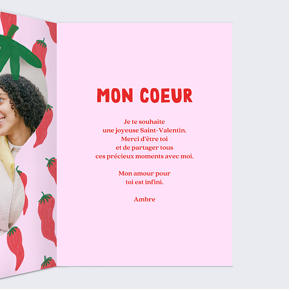 Carte d'amour Motif piments Intérieur Droit