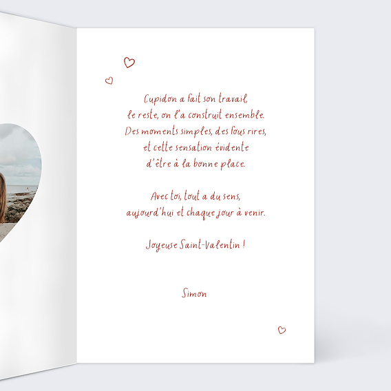 Carte d'amour Cupidon a frappé Intérieur Droit