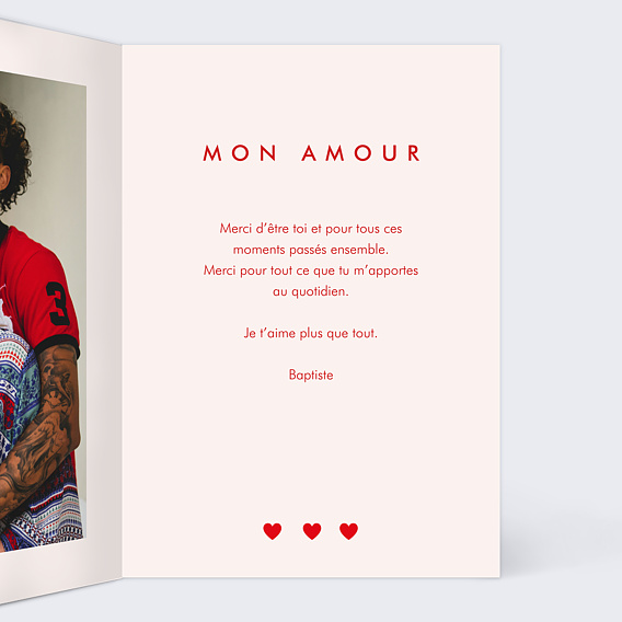 Carte d'amour 1001 Cœurs Intérieur Droit