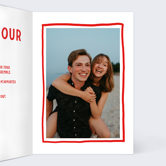 Carte d'amour Cœur simple photo Intérieur Droit